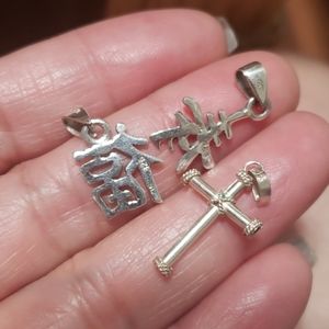 3 Stamped 925 Silver Pendants